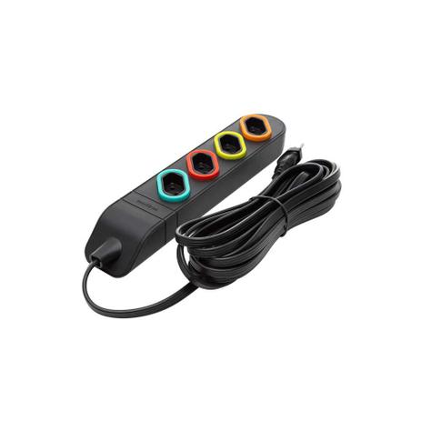 Extensão elétrica Multitomadas 5m 4 tomadas 2P T 10A DN1850 preta Daneva Menor preço em Extensão elétrica Multitomadas 5m 4 tomadas 2P T 10A DN1850 preta Daneva
