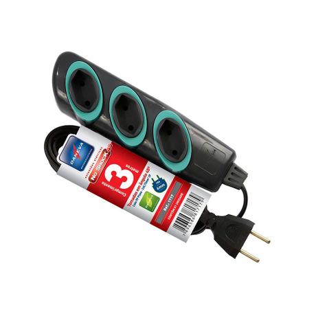 Extensão elétrica No Schock 3m 3 tomadas 2P 10A 250V DN1717 Daneva Menor preço em Extensão elétrica No Schock 3m 3 tomadas 2P 10A 250V DN1717 Daneva