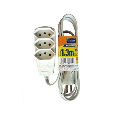 Extensão elétrica Sort 1,3m 3 tomadas 2P T 10A 250V DN 1791 Daneva Menor preço em Extensão elétrica Sort 1,3m 3 tomadas 2P T 10A 250V DN 1791 Daneva