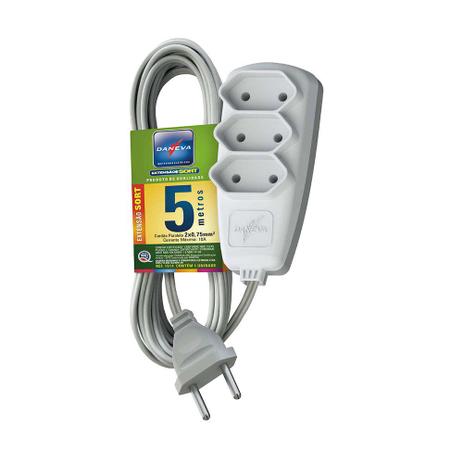 Extensão elétrica Sort 5m 3 tomadas 2P 10A 250V DN 1514 Daneva Menor preço em Extensão elétrica Sort 5m 3 tomadas 2P 10A 250V DN 1514 Daneva