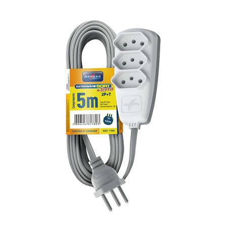 Extensão elétrica Sort 5m 3 tomadas 2P T 10A 250V DN 1780 Daneva Menor preço em Extensão elétrica Sort 5m 3 tomadas 2P T 10A 250V DN 1780 Daneva