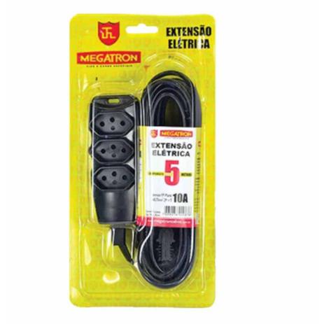 Extensao multi-uso tripla 2p 5m preto / un / megatron Menor preço em Extensao multi-uso tripla 2p 5m preto / un / megatron