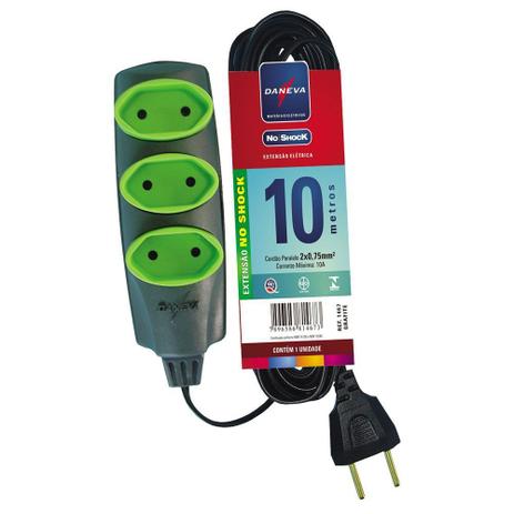 Extensao NO SHOCK Daneva DN1467 PL 10 Metros Grafite 2X0,75 MM Menor preço em Extensao NO SHOCK Daneva DN1467 PL 10 Metros Grafite 2X0,75 MM