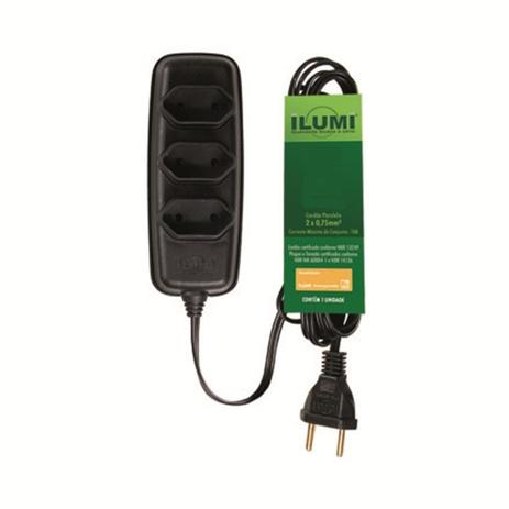 Extensao tripla com 3 metros 2p preto 10a - ilumi Menor preço em Extensao tripla com 3 metros 2p preto 10a - ilumi
