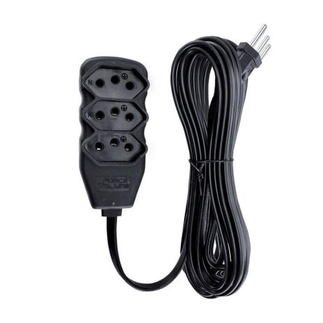 Extensão Tripolar Slim 5 Metros Preto Force Line Menor preço em Extensão Tripolar Slim 5 Metros Preto Force Line