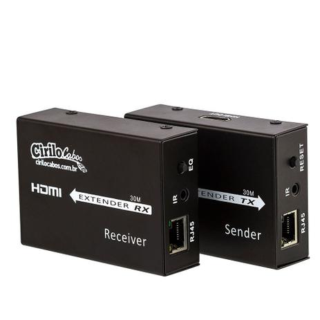Extensor HDMI 30 Metros - Cat-5e Cat-6 - 3D - 1080P - Cirilo Cabos Menor preço em Extensor HDMI 30 Metros - Cat-5e Cat-6 - 3D - 1080P - Cirilo Cabos