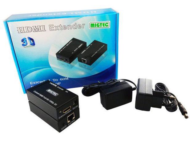 Extensor HDMI até 60 metros via Cabo de Rede UTP RJ45 Cat5E/6 RJ45 1 Via - Migtec DK168 Menor preço em Extensor HDMI até 60 metros via Cabo de Rede UTP RJ45 Cat5E/6 RJ45 1 Via - Migtec DK168
