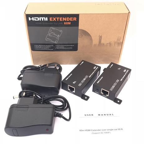 Extensor Hdmi Tv Lan Até 60 Metros Cabo Utp Rede Full 1080p 3d CAT5E CAT6 - Outros Menor preço em Extensor Hdmi Tv Lan Até 60 Metros Cabo Utp Rede Full 1080p 3d CAT5E CAT6 - Outros