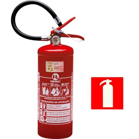 Extintor de Incendio Pó Químico ABC 4kg - Classe ABC + 1 Placa Sinalizadora Grátis - Resil Menor preço em Extintor de Incendio Pó Químico ABC 4kg - Classe ABC + 1 Placa Sinalizadora Grátis - Resil