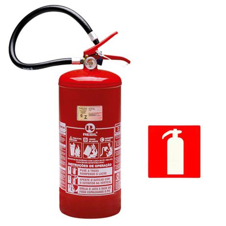 Extintor de Incêndio Pó Químico ABC 8kg - Classe ABC + 1 Placa Sinalizadora - Resil Menor preço em Extintor de Incêndio Pó Químico ABC 8kg - Classe ABC + 1 Placa Sinalizadora - Resil