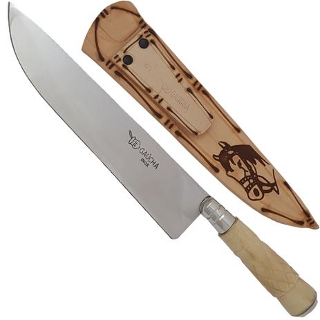 Menor preço em Faca Artesanal Com Bainha 9 Aço Inox Cabo Osso Torneado - Facas gaúcha