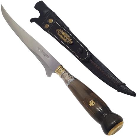 Faca Fileteira Peixe Gado Carne Inox 8'' Cabo Artesanal Chifre e Madeira - Medeiros Menor preço em Faca Fileteira Peixe Gado Carne Inox 8'' Cabo Artesanal Chifre e Madeira - Medeiros
