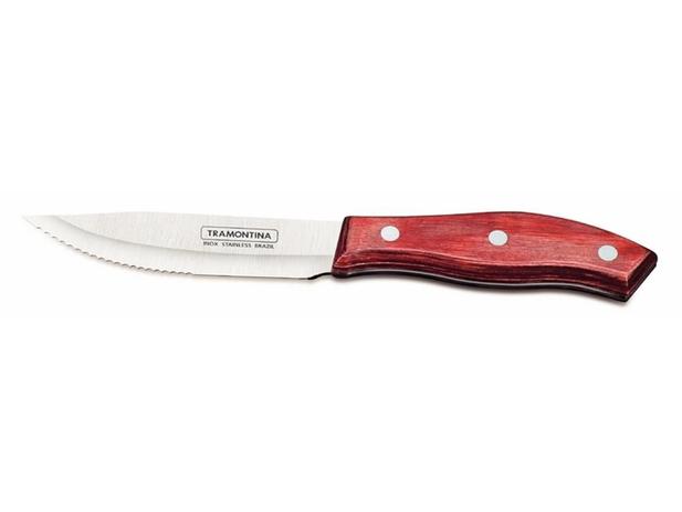 Faca para churrasco jumbo 5 polywood vermelho lamina de aco inox e cabo de madeira tramontina é boa?