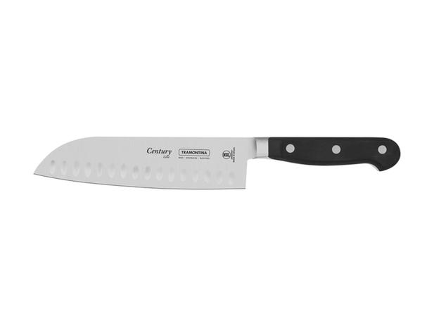 Faca santoku 7 century preto lamina de aco inox e cabo de policarbonato tramontina Menor preço em Faca santoku 7 century preto lamina de aco inox e cabo de policarbonato tramontina