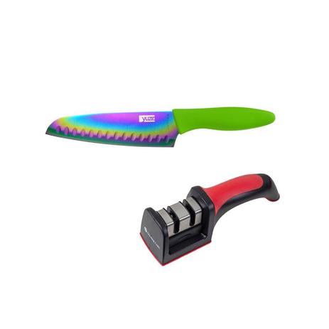 Faca Santoku Titanium e Afiador de Facas Diamantado 2un - YUZE Menor preço em Faca Santoku Titanium e Afiador de Facas Diamantado 2un - YUZE