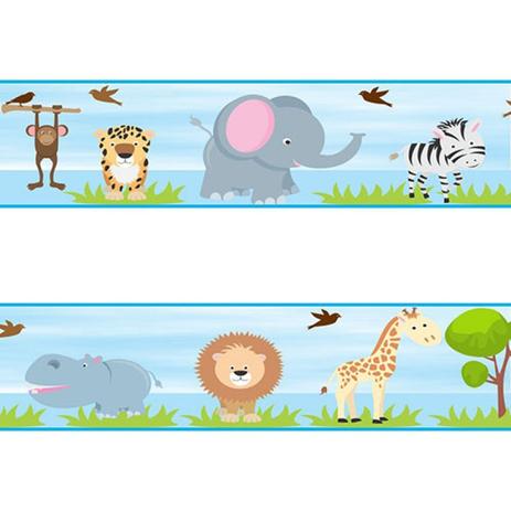 Faixa decorativa - Border Bichos Safari - 722 Azul - R+ adesivos Menor preço em Faixa decorativa - Border Bichos Safari - 722 Azul - R+ adesivos