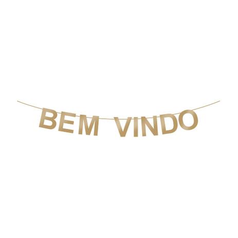 Faixa decorativa de Madeira Bem Vindo Dourado Dec. Festas - Cromus Menor preço em Faixa decorativa de Madeira Bem Vindo Dourado Dec. Festas - Cromus
