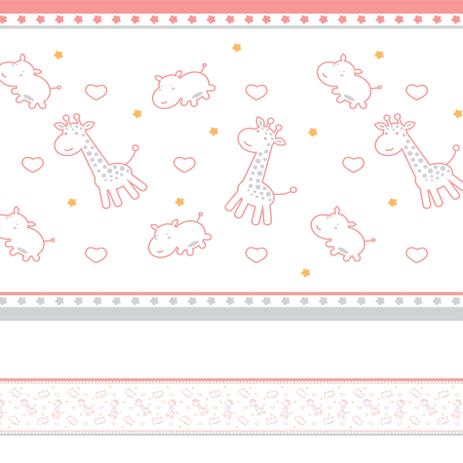 Faixa Decorativa Infantil Girafa e Hipopótamo Rosa 3mx15cm - Quartinhos Menor preço em Faixa Decorativa Infantil Girafa e Hipopótamo Rosa 3mx15cm - Quartinhos