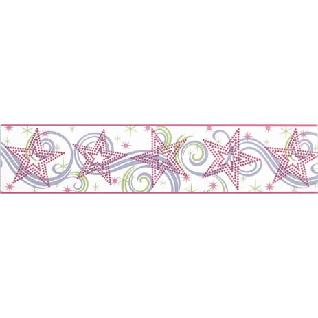 Faixa Estrelas Branco E Lilás Disney Com Glitter York Papel De
