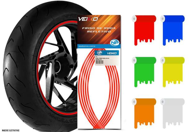 Faixa Refletiva De Roda Para Moto Aro 14 15 16 17 18 19 20 21 - 7mm - Np adesivos Menor preço em Faixa Refletiva De Roda Para Moto Aro 14 15 16 17 18 19 20 21 - 7mm - Np adesivos
