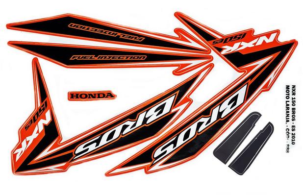 Menor preço em Faixas / Kit Adesivos Honda Bros 150 ES 2010 Laranja - Jotaesse
