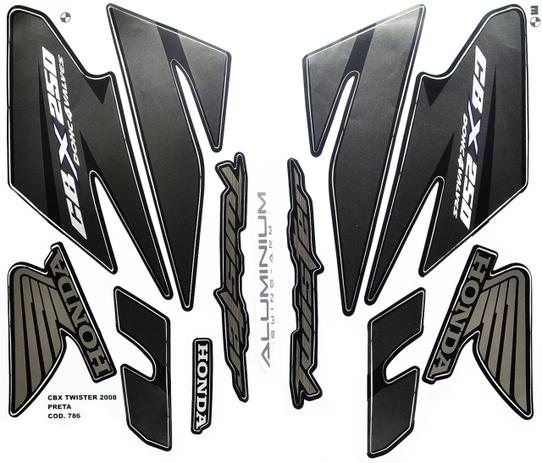 Faixas / Kit Adesivos Honda Cbx250 Twister 2008 Preta - Jotaesse Menor preço em Faixas / Kit Adesivos Honda Cbx250 Twister 2008 Preta - Jotaesse