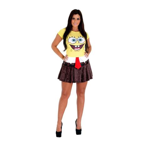 Fantasia Bob Esponja Feminino Adulto Menor preço em Fantasia Bob Esponja Feminino Adulto