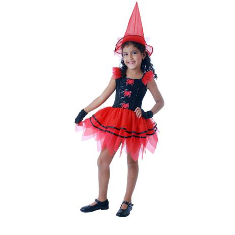Fantasia Bruxa Fashion Infantil com Aranhas - Halloween Menor preço em Fantasia Bruxa Fashion Infantil com Aranhas - Halloween