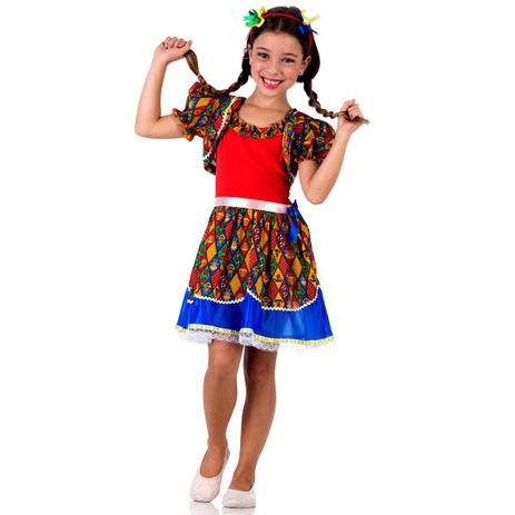 Fantasia Caipira com Bolero Infantil - Festa Junina Menor preço em Fantasia Caipira com Bolero Infantil - Festa Junina
