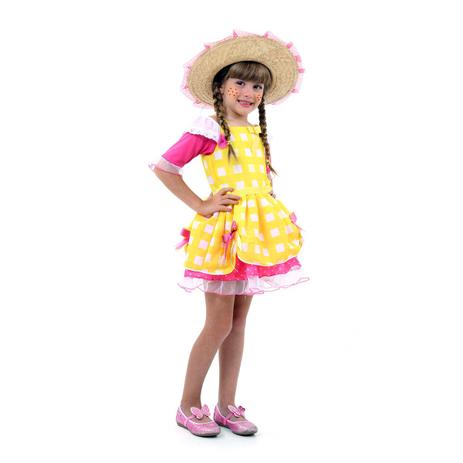Fantasia Caipira Infantil Amarelo Luxo - Festa Junina Menor preço em Fantasia Caipira Infantil Amarelo Luxo - Festa Junina