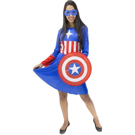 Fantasia Capitão America Feminino Capitã Com Escudo e Máscara - Fantasias carol ch Menor preço em Fantasia Capitão America Feminino Capitã Com Escudo e Máscara - Fantasias carol ch