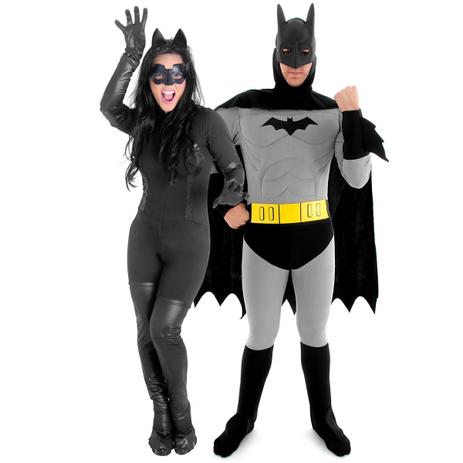 Fantasia de Casal Batman e Mulher Gato Adulto - Liga Da Justiça