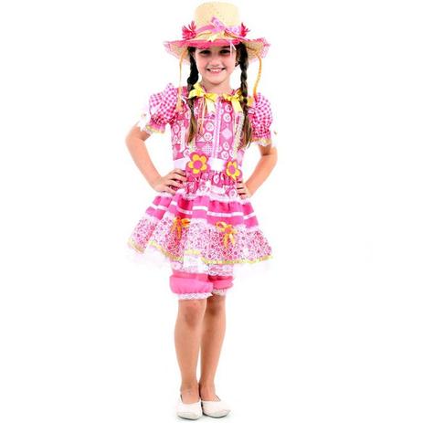 Fantasia De Festa Junina Caipira Infantil Vestido Flor Rosa - Sulamericana Menor preço em Fantasia De Festa Junina Caipira Infantil Vestido Flor Rosa - Sulamericana