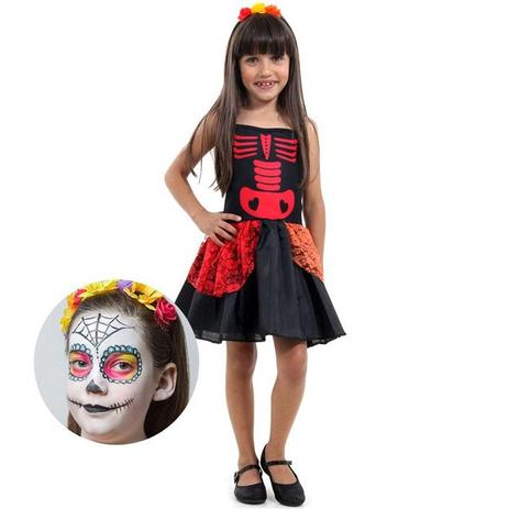 Fantasia Infantil Halloween Vampiro Pop Curta com Acessórios