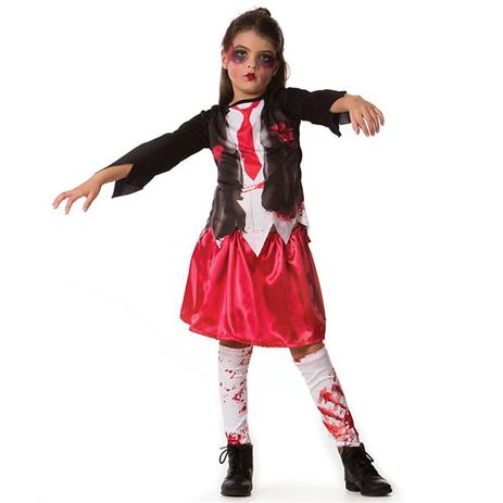 Vestido Fantasia Infantil Feminina Halloween Vampira Tiara e Asa