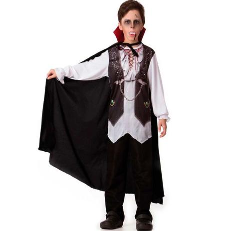 Fantasia Drácula Luxo Masculino Adulto Halloween Vampiro