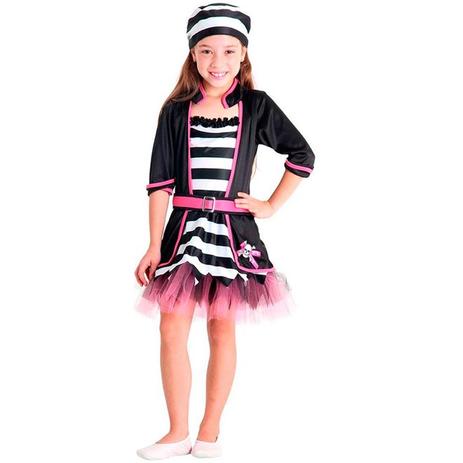 Vestido Fantasia Infantil Pirata Com Bandana E Tapa Olho Preto - Lojas  Torra