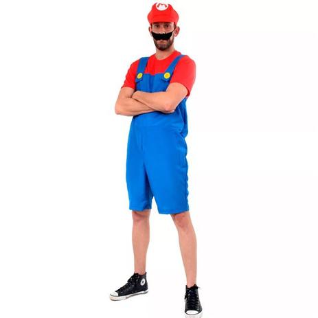Fantasia do Super Mario Adulto Verão Com Boina e Bigode - Sulamericana Menor preço em Fantasia do Super Mario Adulto Verão Com Boina e Bigode - Sulamericana