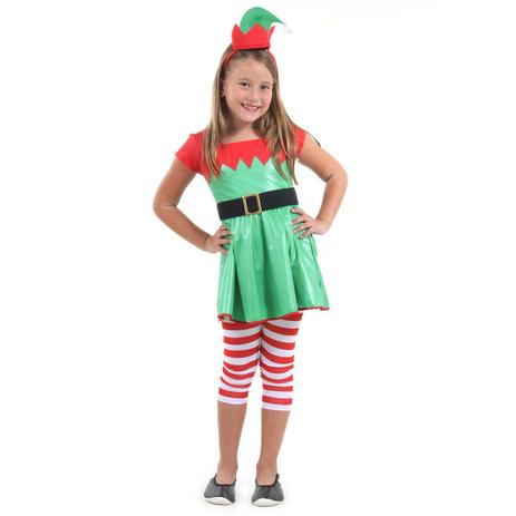 Fantasia Duende Feminino Infantil - Natal Menor preço em Fantasia Duende Feminino Infantil - Natal