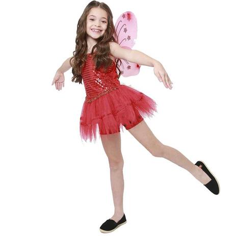 Fantasia Fada infantil Vermelha Com Asas - Fantasias carol kb Menor preço em Fantasia Fada infantil Vermelha Com Asas - Fantasias carol kb