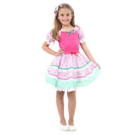 Fantasia Festa Junina Caipira Laços Rosa P - Sulamericana Menor preço em Fantasia Festa Junina Caipira Laços Rosa P - Sulamericana