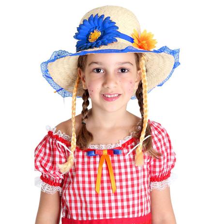 Fantasia - Festa Junina - Chapéu Caipira Luxo - Flores - Com Trança - Azul - Sulamericana Menor preço em Fantasia - Festa Junina - Chapéu Caipira Luxo - Flores - Com Trança - Azul - Sulamericana