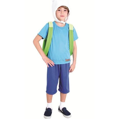 Fantasia Finn Infantil Hora de Aventura luxo completa Com mochila - Sulamericana Menor preço em Fantasia Finn Infantil Hora de Aventura luxo completa Com mochila - Sulamericana