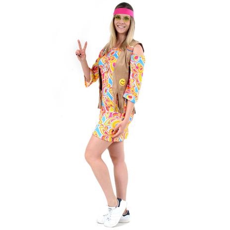 Fantasia Hippie Paz e Amor Adulto - Hippies Menor preço em Fantasia Hippie Paz e Amor Adulto - Hippies