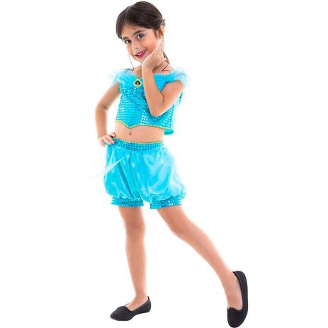 Fantasia Infantil - Cropped - Disney - Princesas - Jasmine - Regina Festas Menor preço em Fantasia Infantil - Cropped - Disney - Princesas - Jasmine - Regina Festas