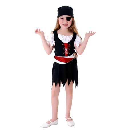 Fantasia Infantil Pirata Vestido Feminino - Sete mares Menor preço em Fantasia Infantil Pirata Vestido Feminino - Sete mares