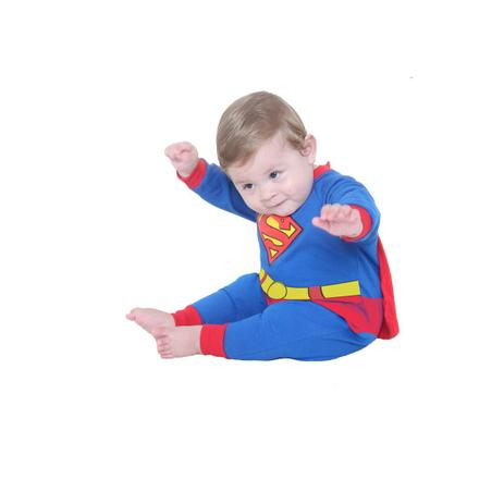 Fantasia Macacão Super Homem Bebê - Liga da justiça Menor preço em Fantasia Macacão Super Homem Bebê - Liga da justiça