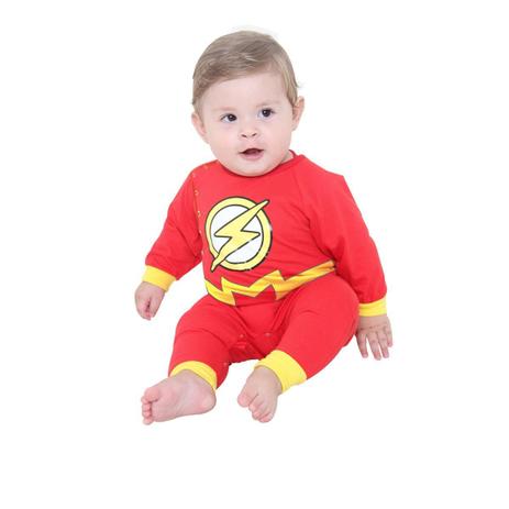Fantasia Macacão The Flash Bebê - Liga da Justiça Menor preço em Fantasia Macacão The Flash Bebê - Liga da Justiça