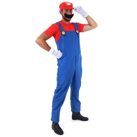 Fantasia Mario Adulto - Super Mario - Super mario world Menor preço em Fantasia Mario Adulto - Super Mario - Super mario world