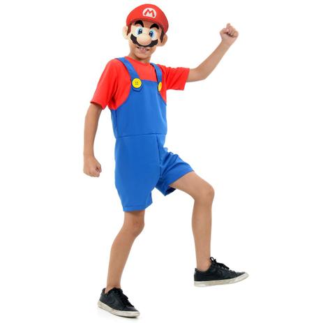 Fantasia Mario Bros Infantil Curto - Super Mario - Super mario world Menor preço em Fantasia Mario Bros Infantil Curto - Super Mario - Super mario world